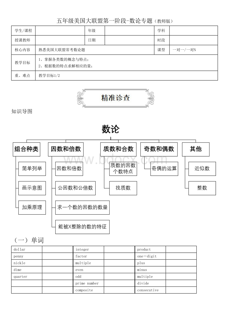 五年级美国大联盟第一阶段-数论专题含题目翻译解析完整版Word文档下载推荐.docx