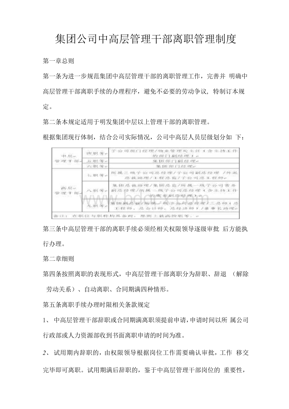 集团公司中高层管理干部离职管理制度Word文档下载推荐.docx_第1页