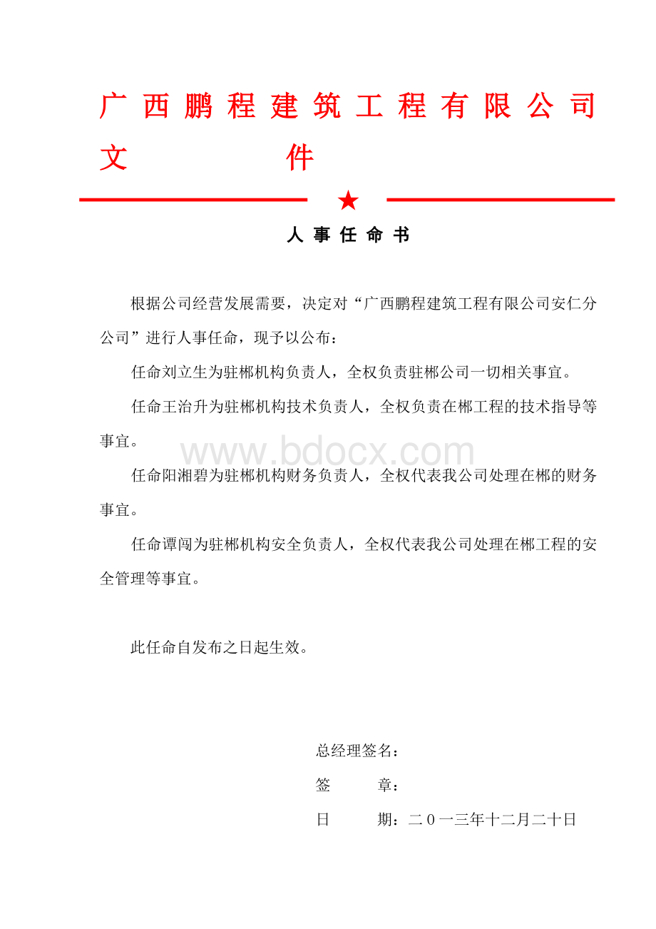 红头文件任命书(模板).doc