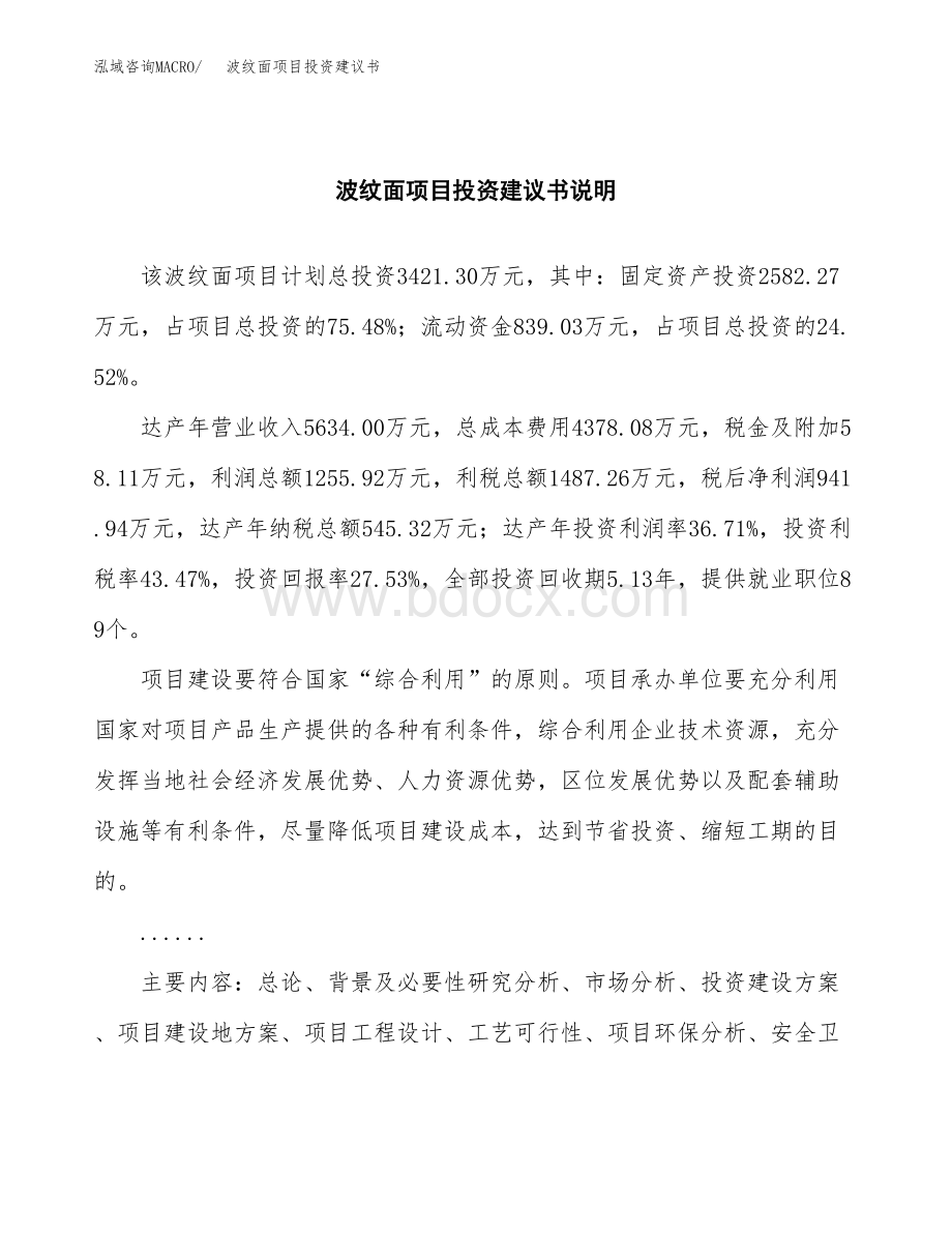 波纹面项目投资建议书总投资3000万元.docx_第2页