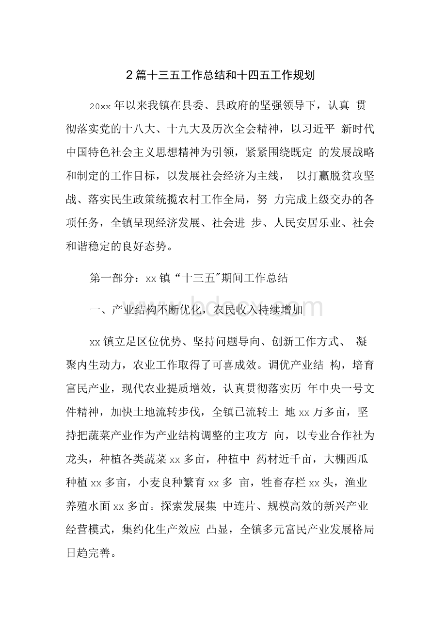 2篇十三五工作总结和十四五工作规划.docx