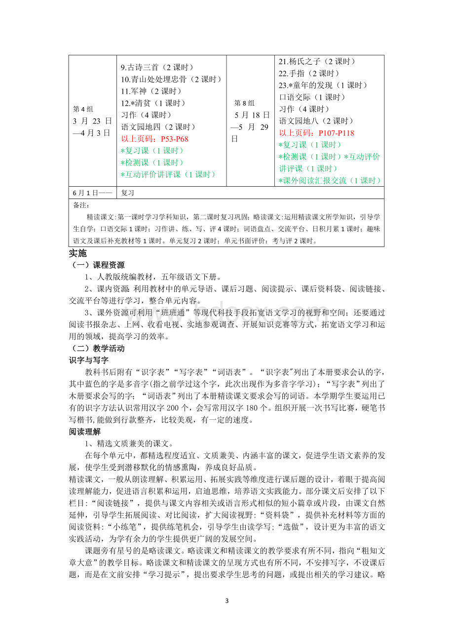 完整版部编版五年级语文下册课程纲要.doc_第3页