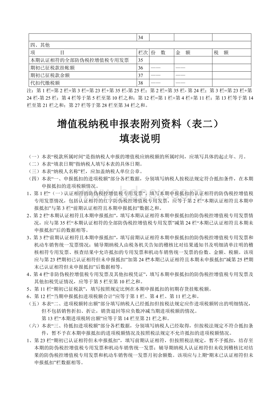 增值税纳税申报表二表样说明Word文档下载推荐.doc_第2页