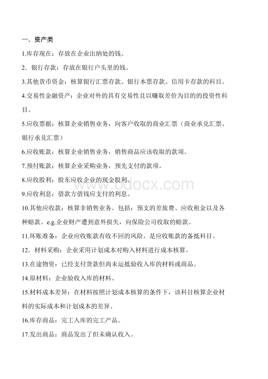 会计科目表分类Word格式文档下载.doc