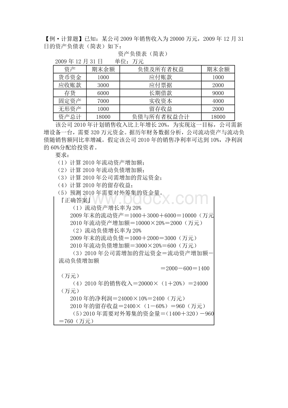 财务管理课堂例题销售百分比法_精品文档文档格式.doc