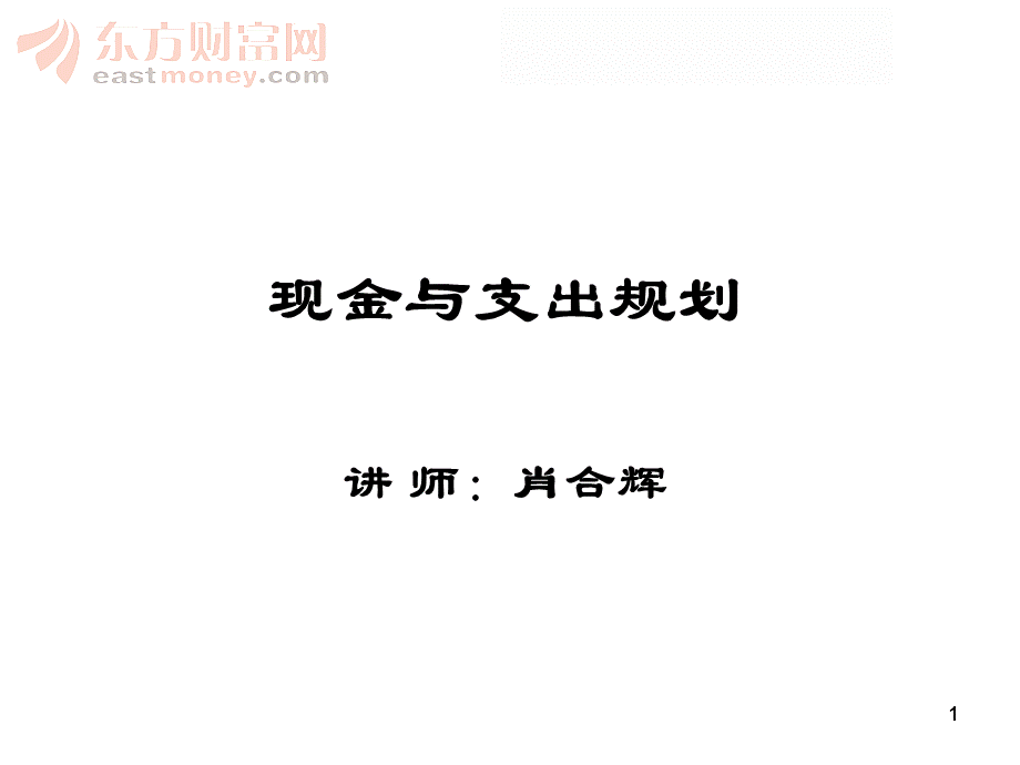 现金与消费支出规划PPT资料.ppt