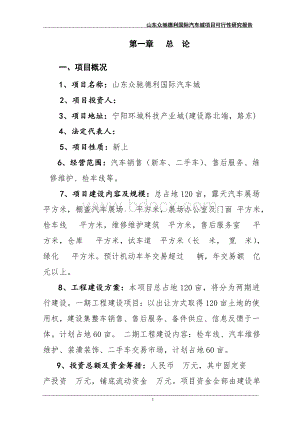 山东众驰德利国际汽车城项目可行性研究报告Word文档下载推荐.doc