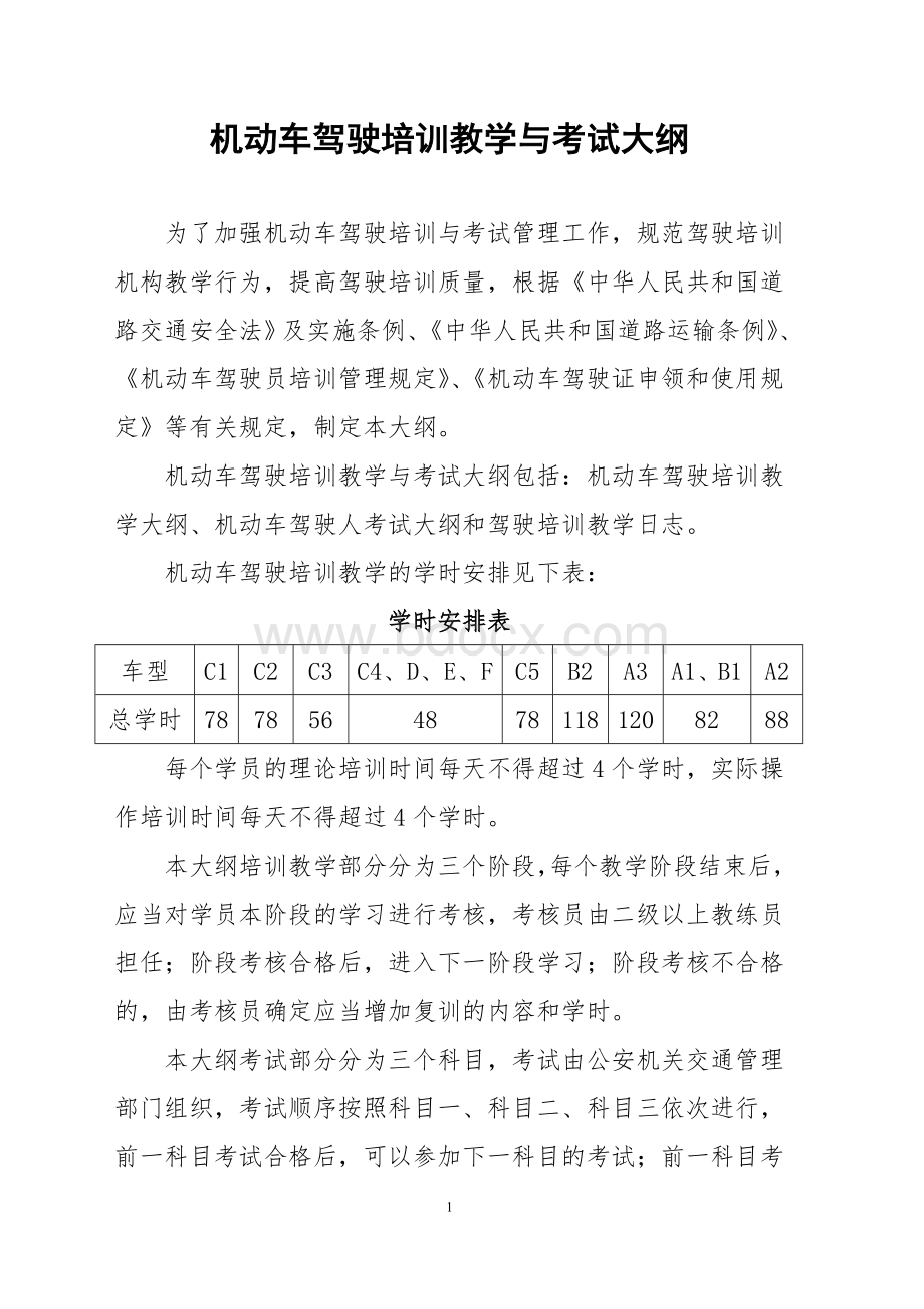 机动车驾驶培训教学与考试大纲_精品文档.doc_第1页