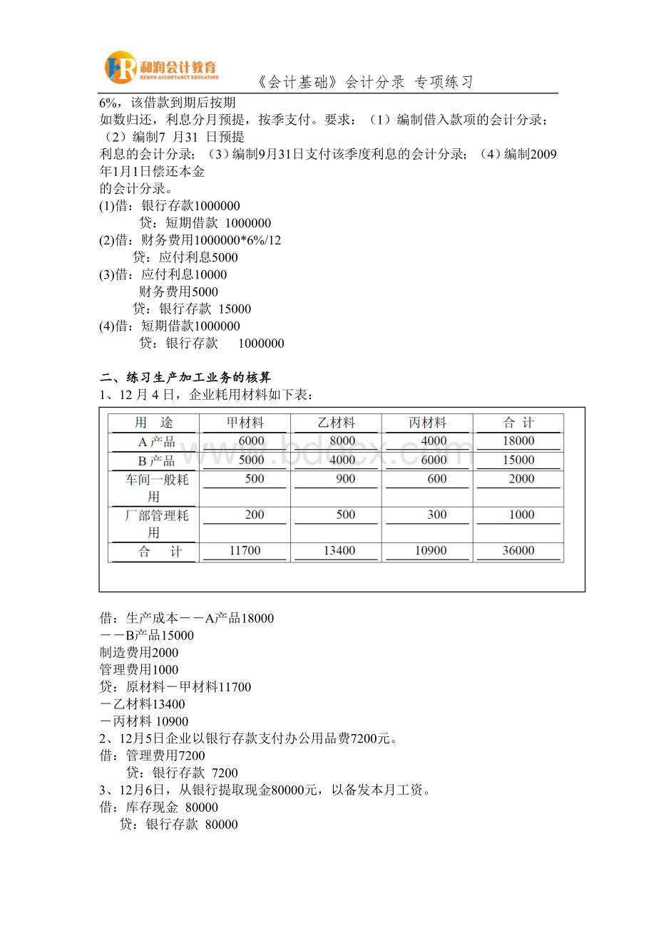 会计分录专项训练答案Word下载.doc_第2页