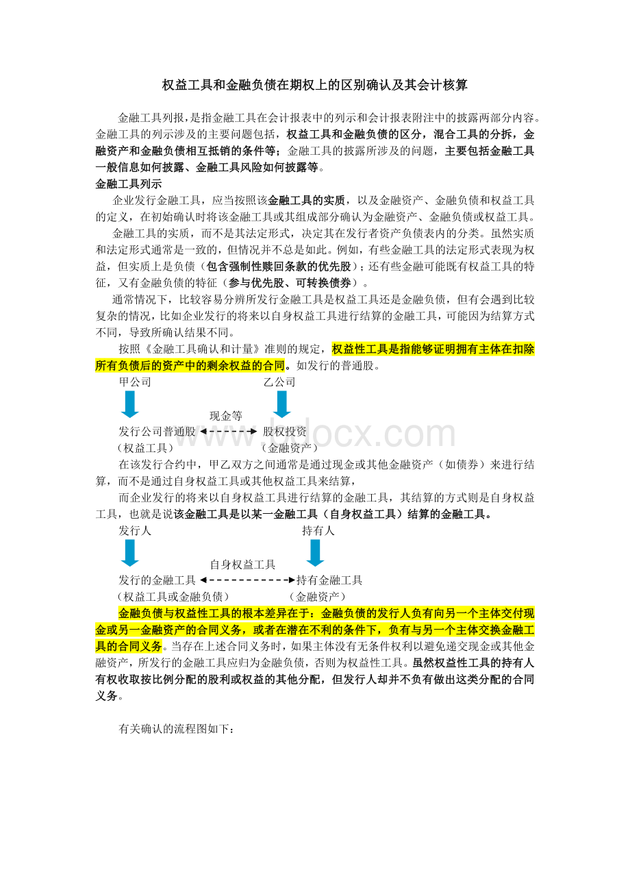 金融负债和权益工具的区别确认和会计核算_精品文档.doc_第1页