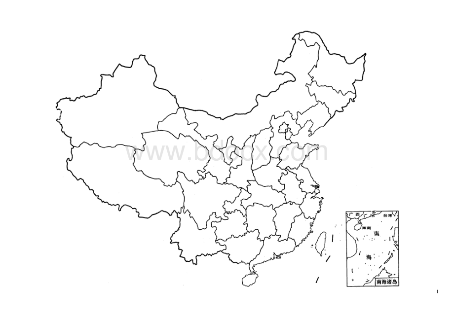 中国行政区划空白图及山脉空白图1_精品文档Word格式文档下载.doc