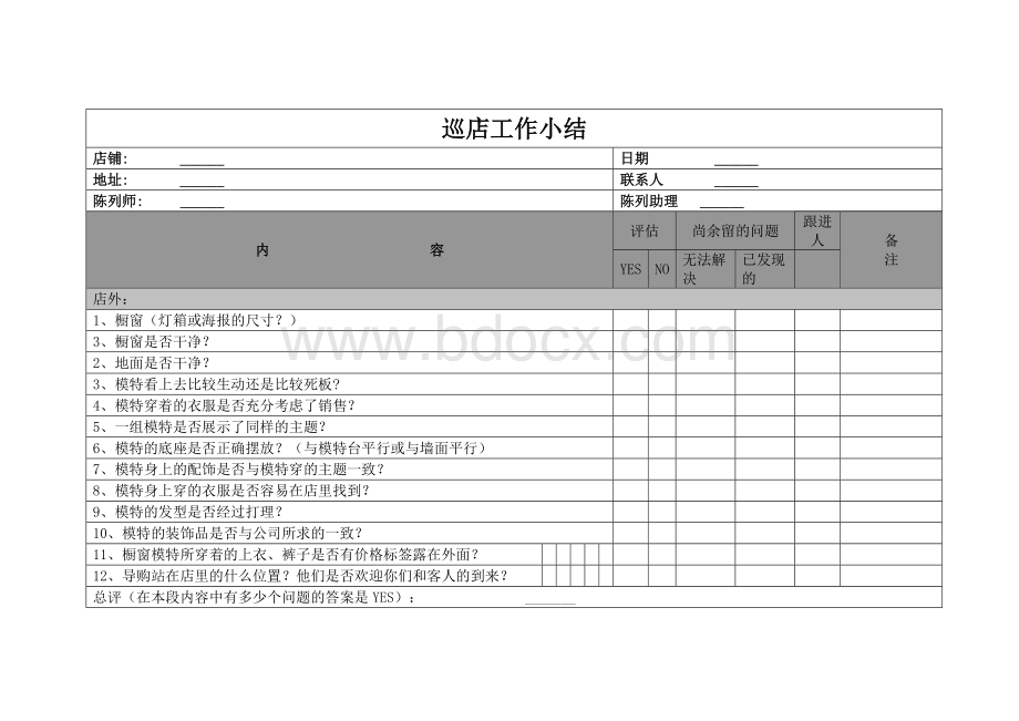 店铺陈列管理表1.doc