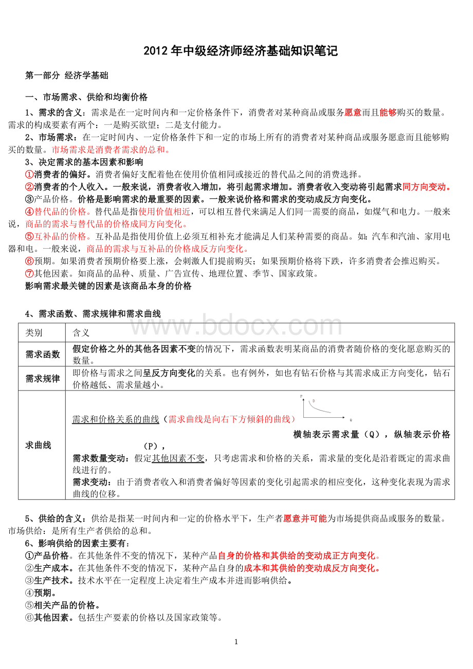 中级经济师经济基础知识笔记全.doc