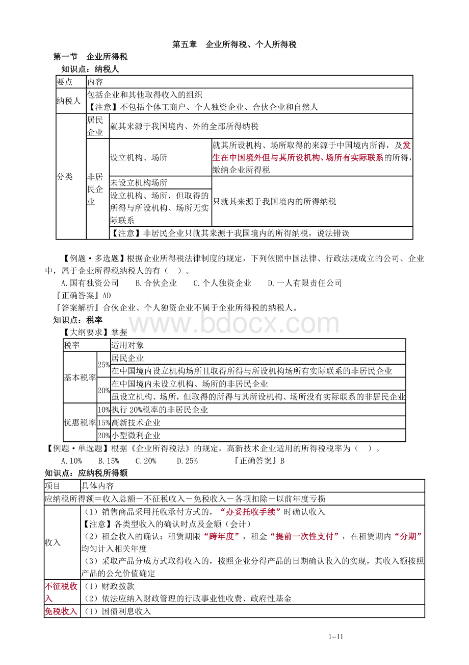 初级会计经济法所得税知识点总结_精品文档.doc