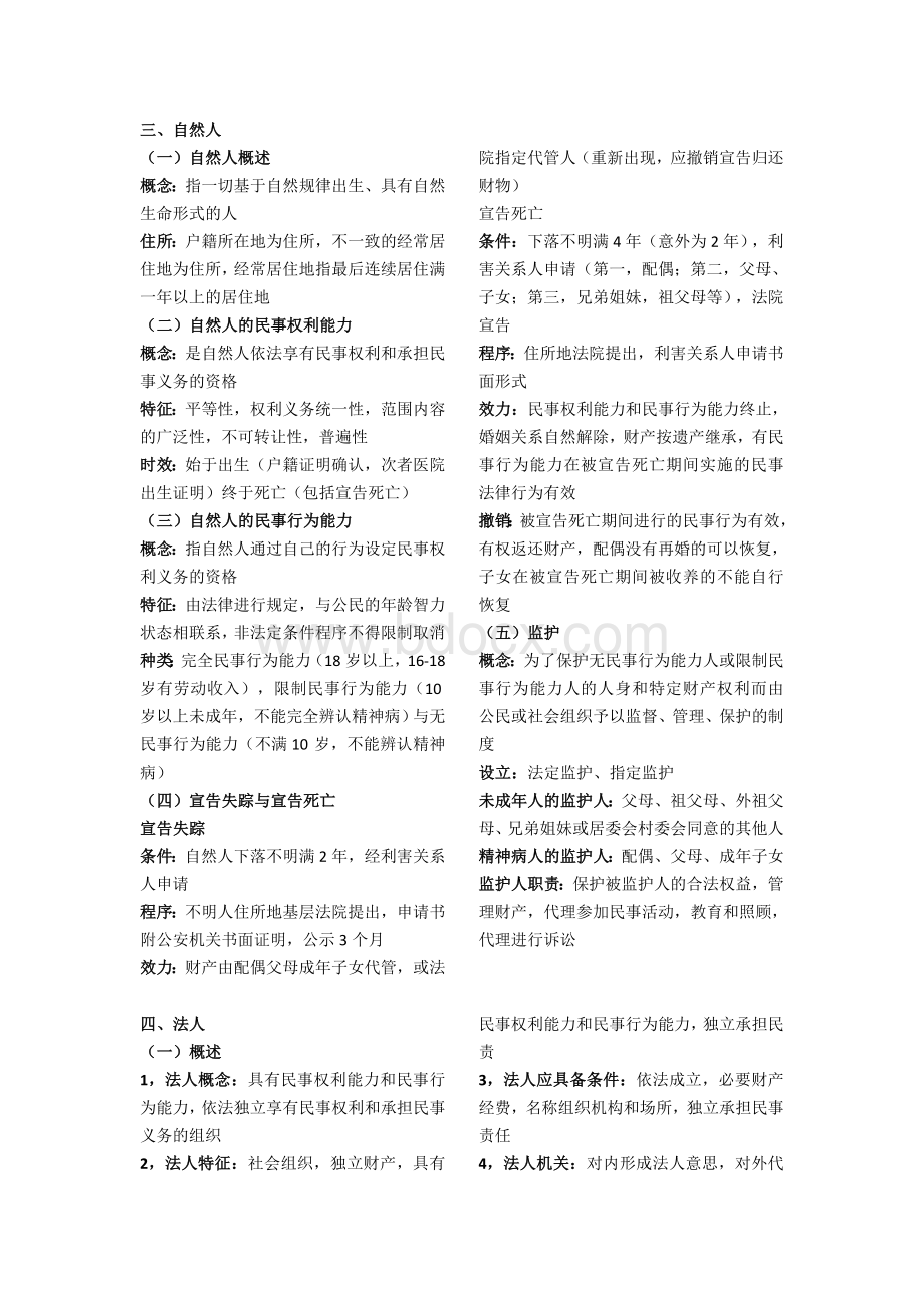 成考专升本可打印民法必考知识点复习提纲_精品文档Word文件下载.doc_第2页