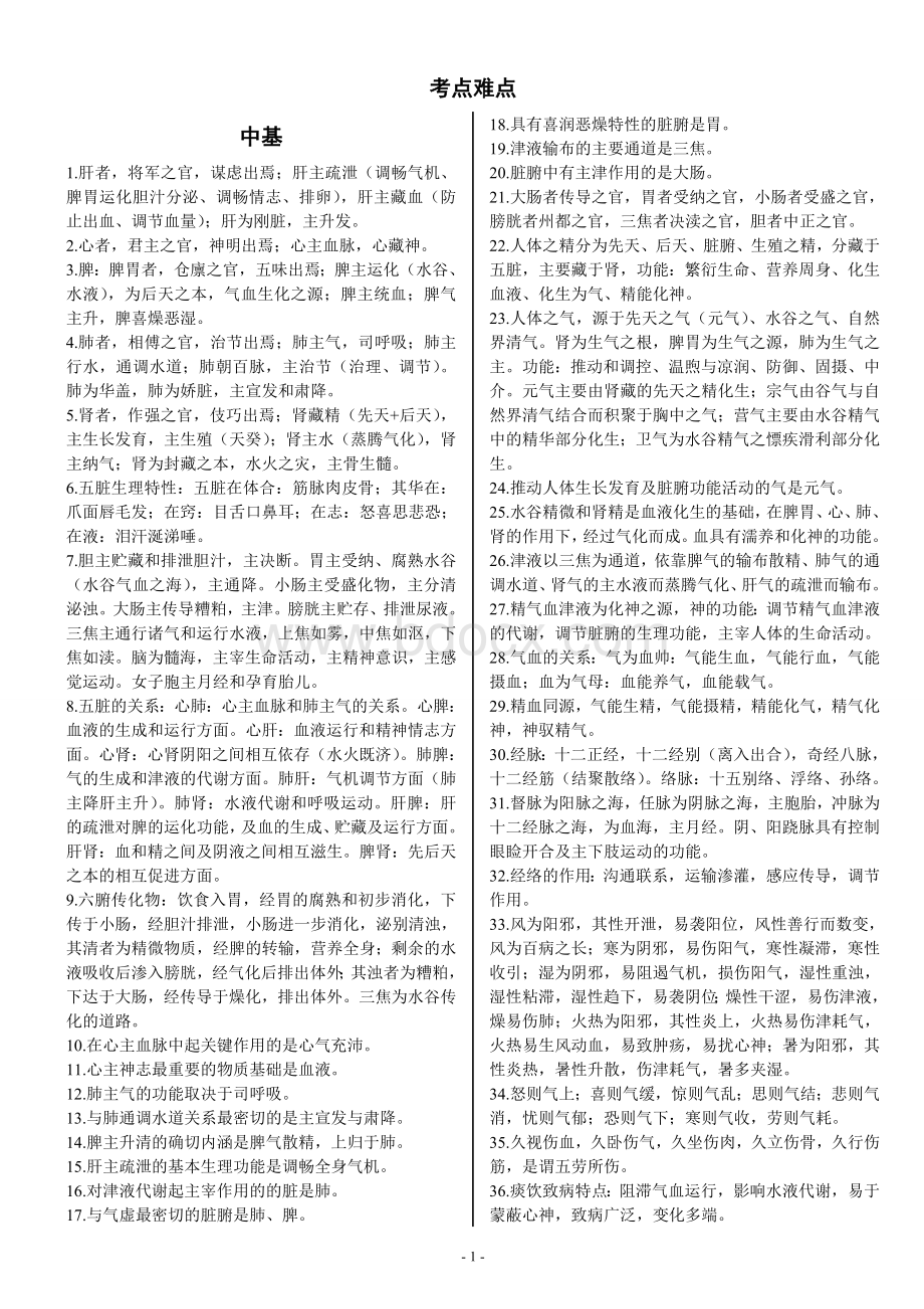 针灸中级真题考点难点.doc