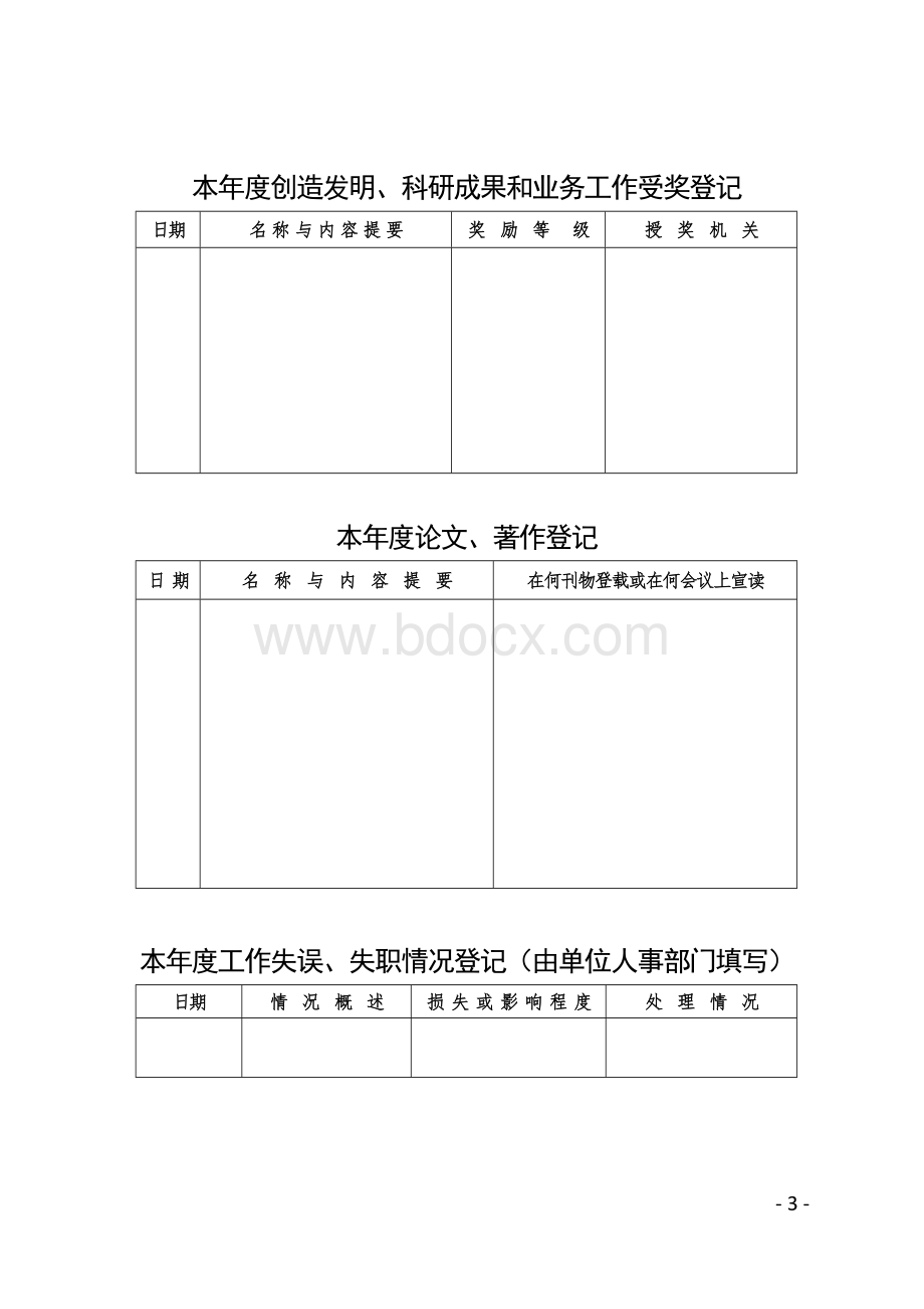 事业单位工作人员度考核登记表Word下载.doc_第3页