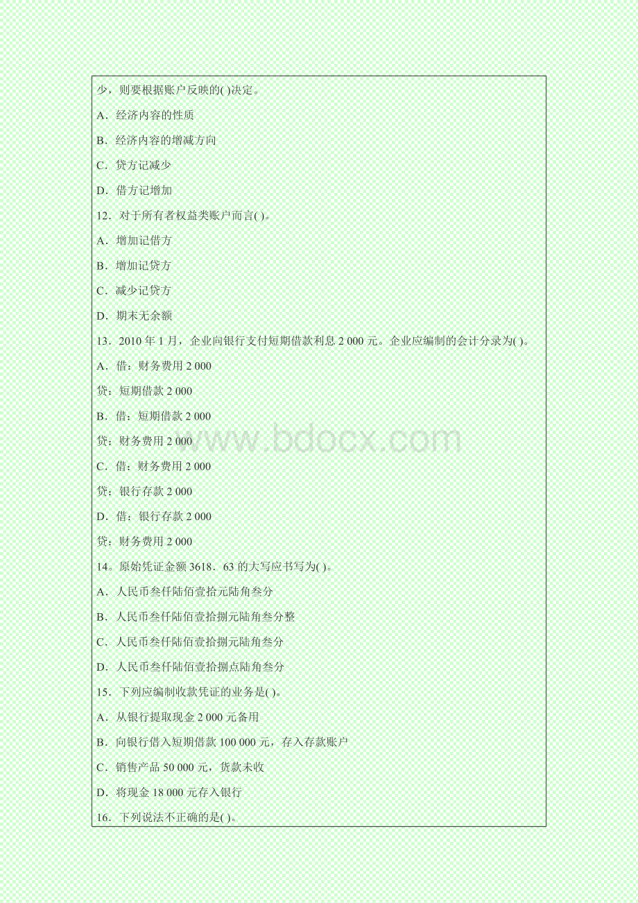 会计从业资格考试会计基础模拟题文档格式.doc_第3页