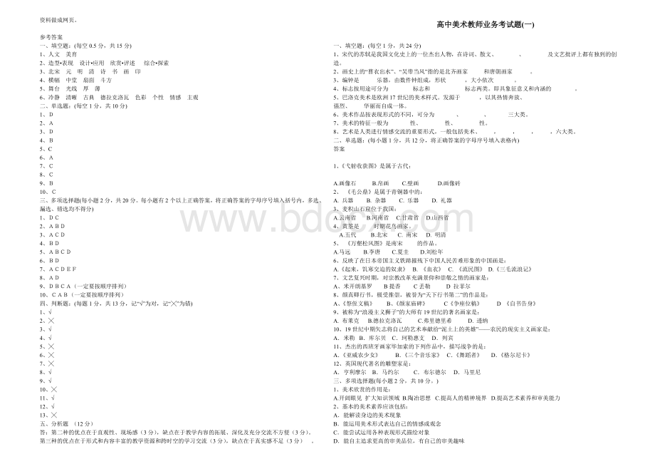 推荐中小学美术教师招聘考题及考试资料大全整理_精品文档.doc_第2页