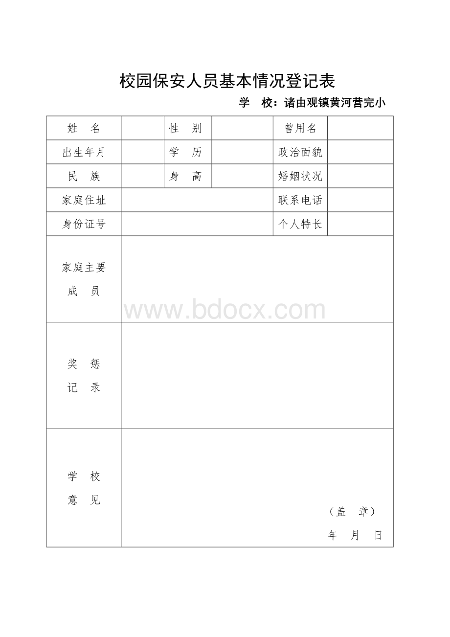 校园保安人员基本情况登记表.doc