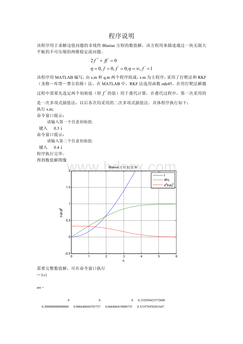 Blasius方程的数值解matlab程序Word文档下载推荐.doc_第1页