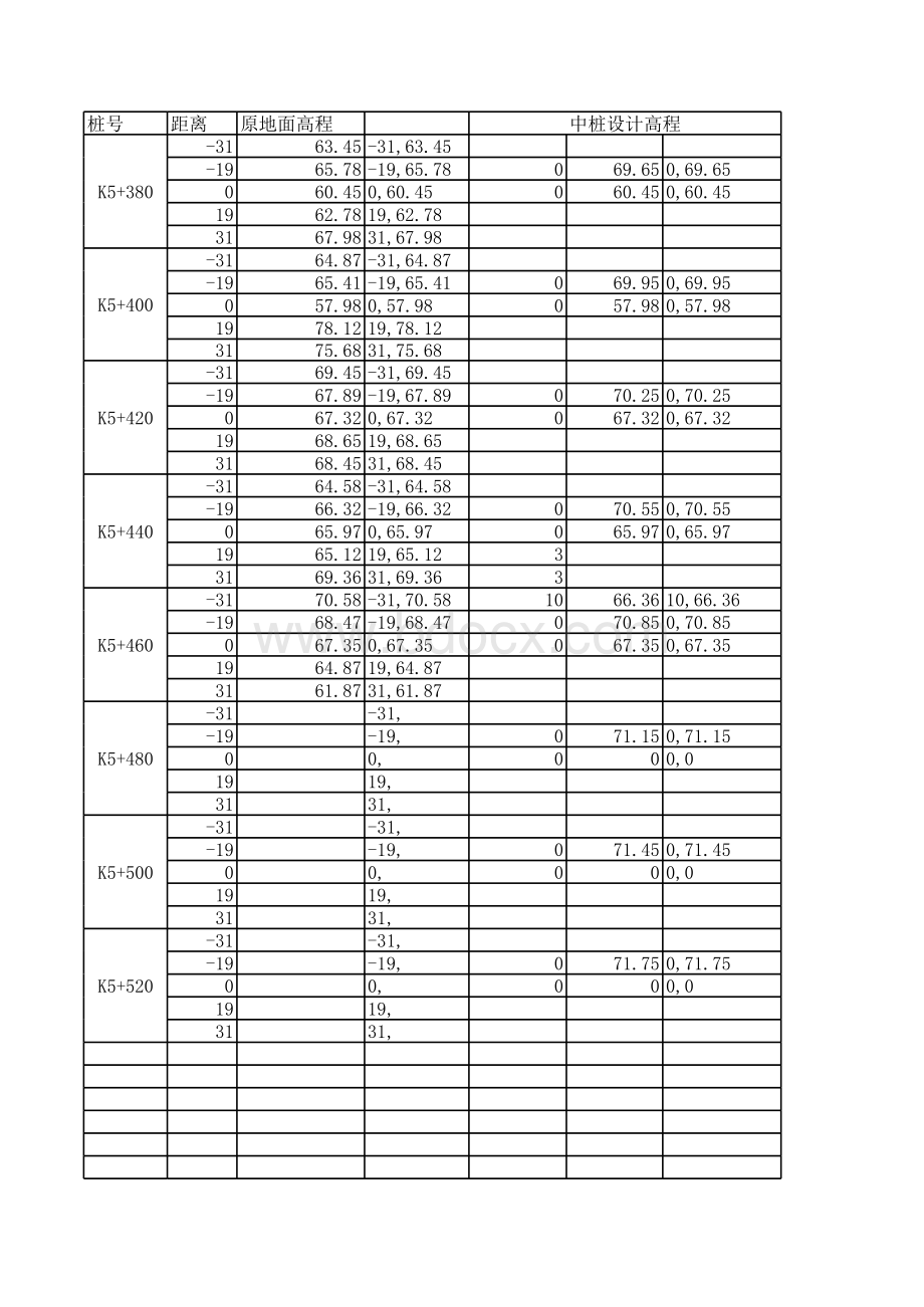 EXCEL转CAD绘制道路横断面图表格文件下载.xls_第1页