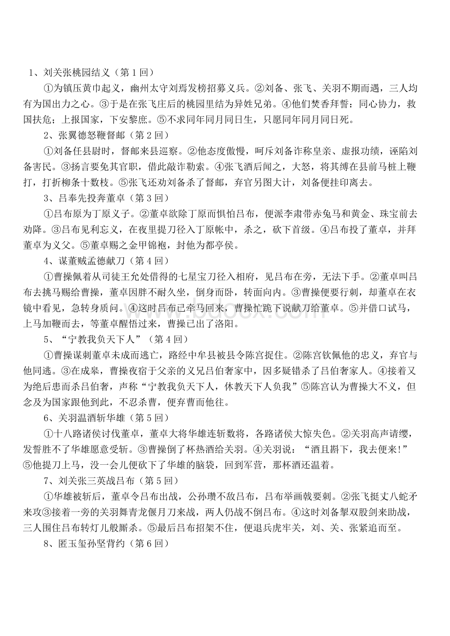 三国演义每章概括Word文档下载推荐.docx