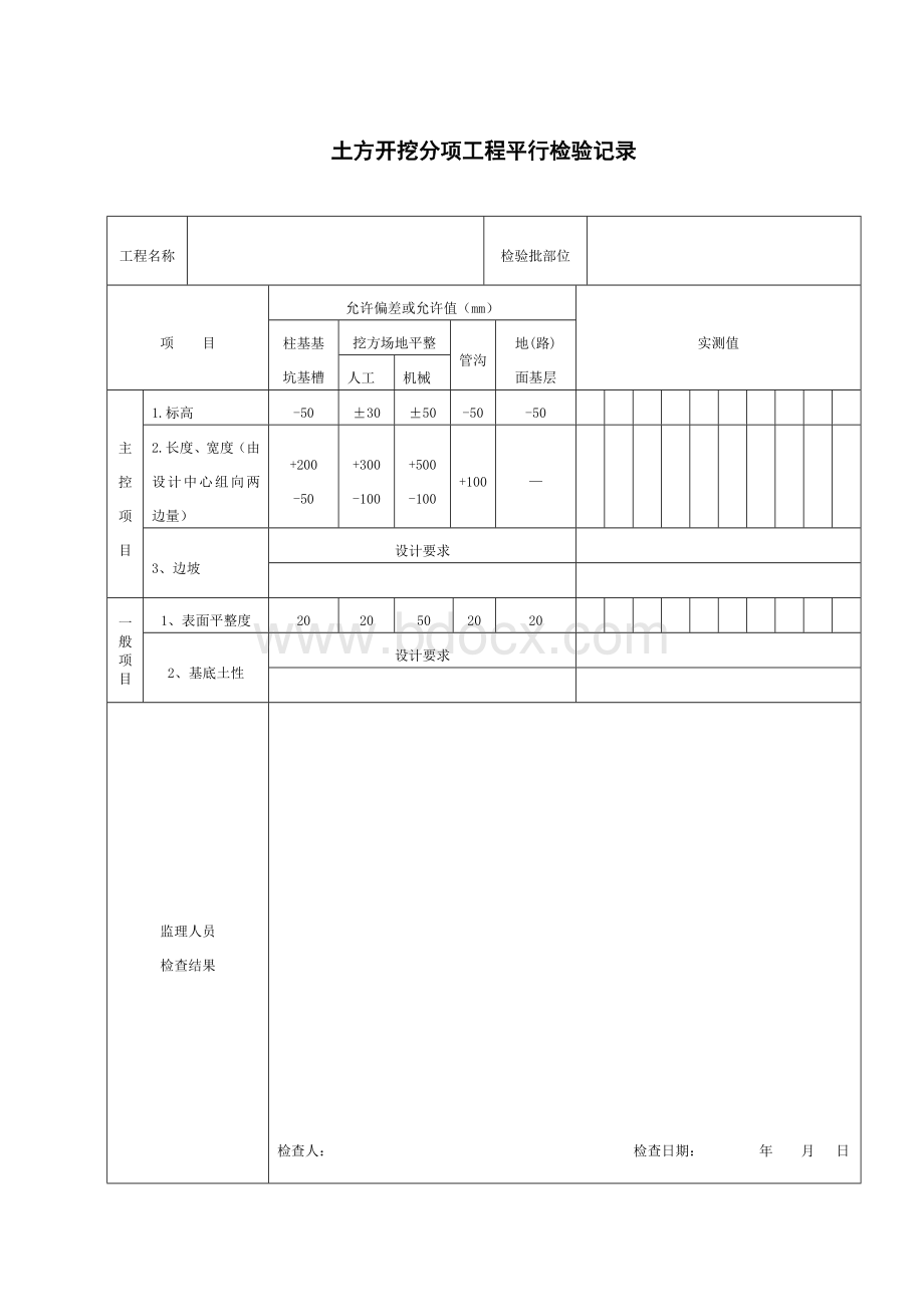 房建常用平行检验记录表格Word格式.doc_第1页