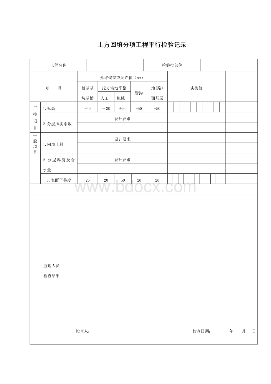 房建常用平行检验记录表格Word格式.doc_第2页