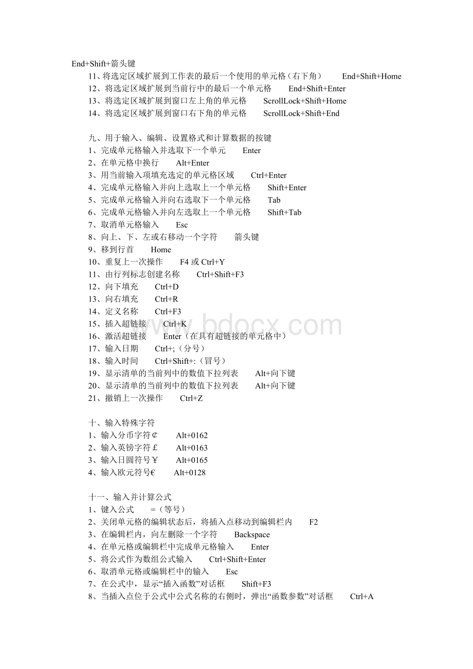 Excel表格中常用快捷键大全Word格式文档下载.doc_第3页