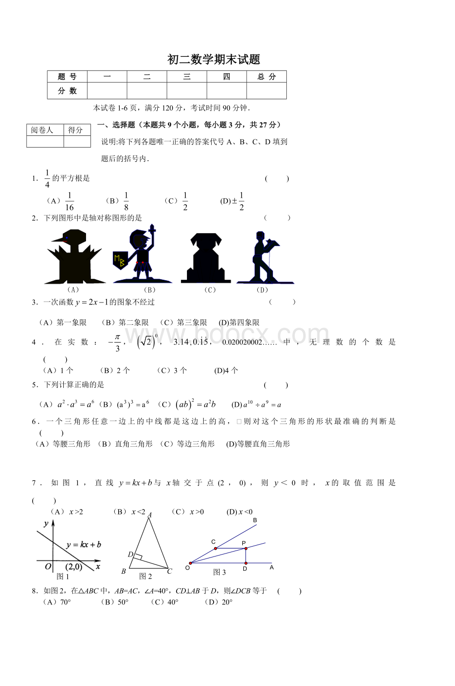 初二数学期末试题_精品文档.doc_第1页