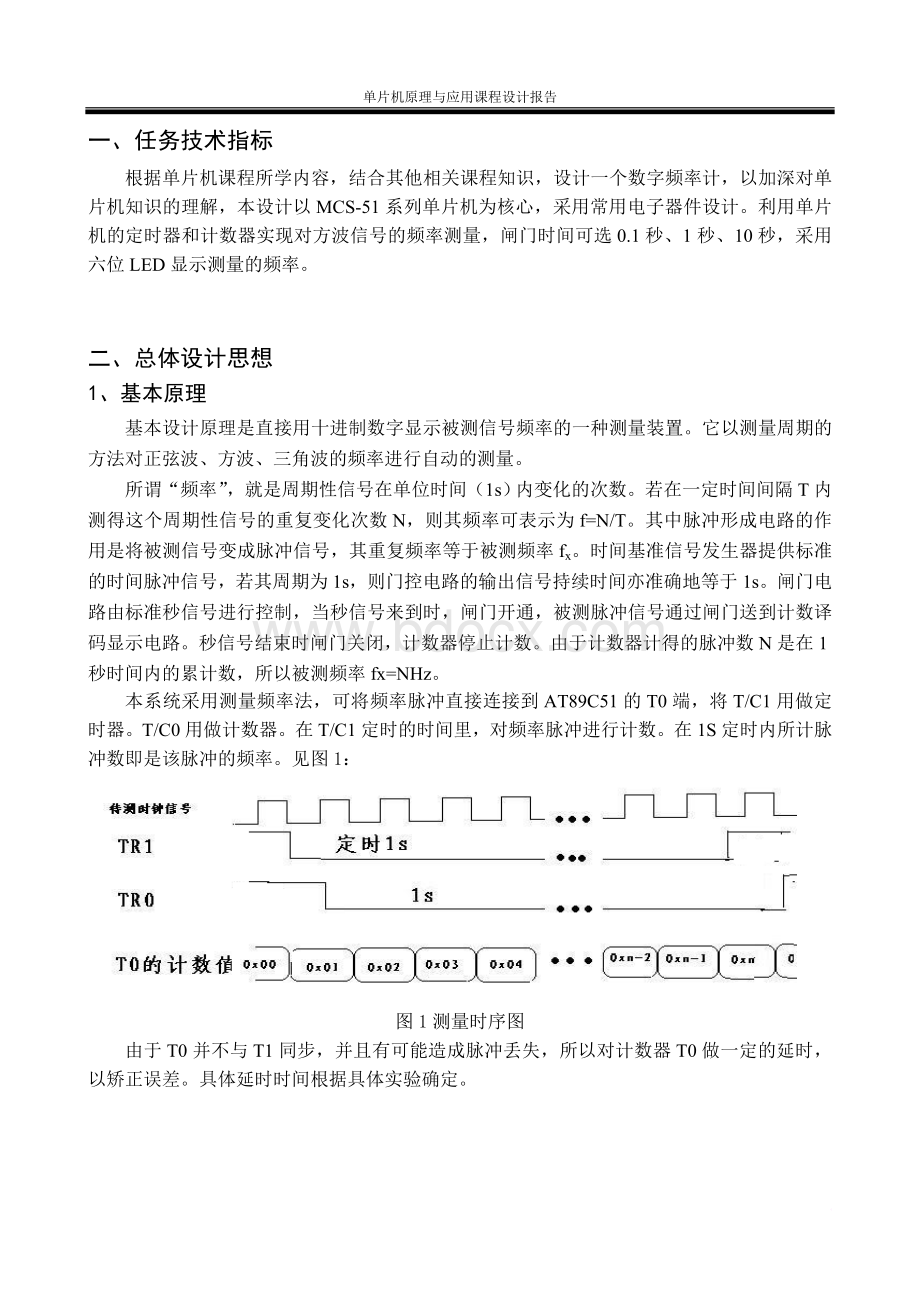 单片机课程设计(数字频率计)Word格式.doc_第1页