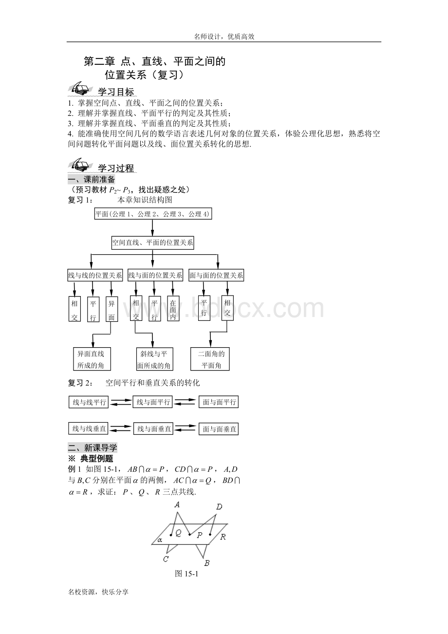 点线面之间位置关系复习教学案_精品文档Word文档下载推荐.doc_第1页