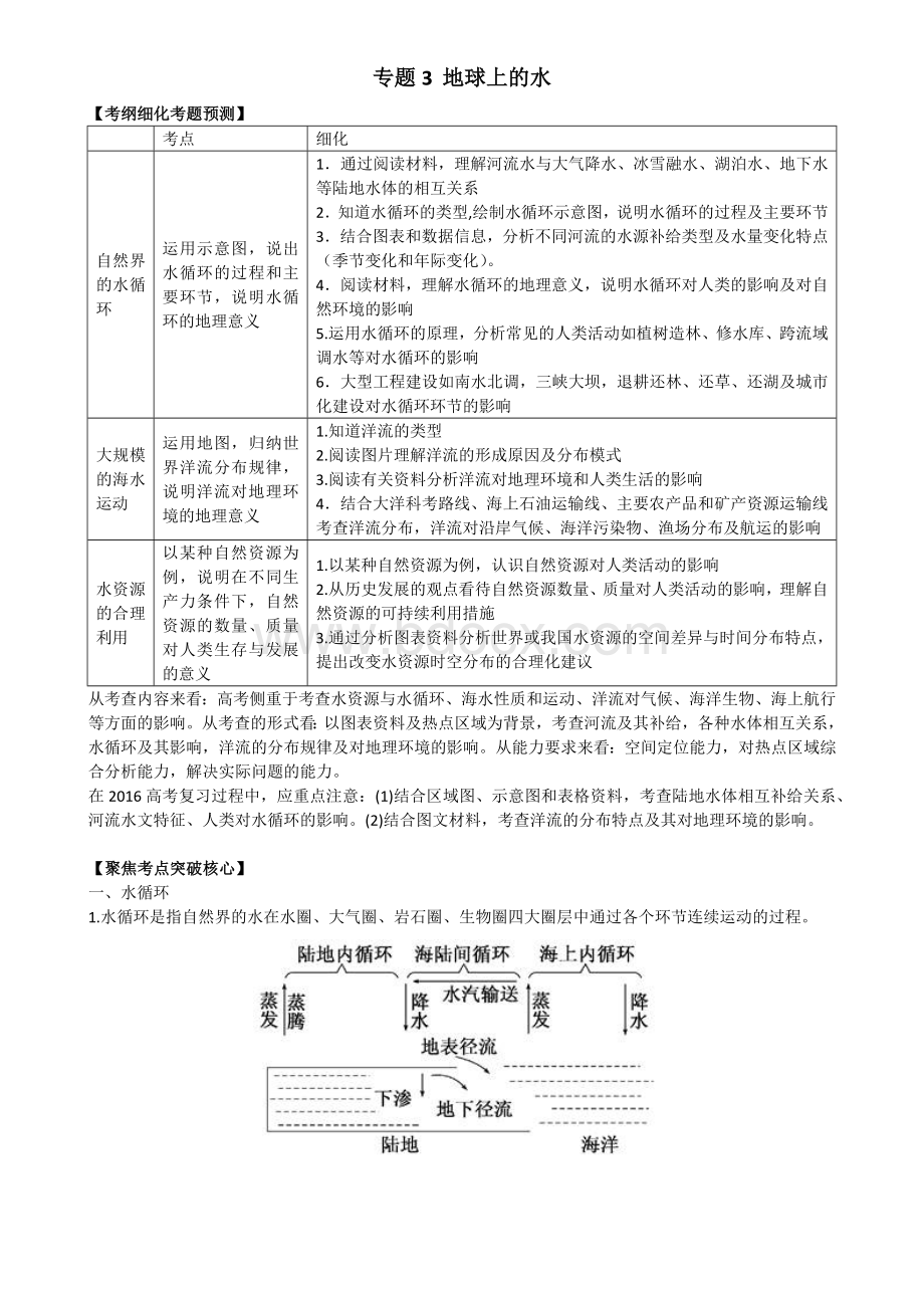 高三地理《地球上的水》专题复习_精品文档Word格式.docx