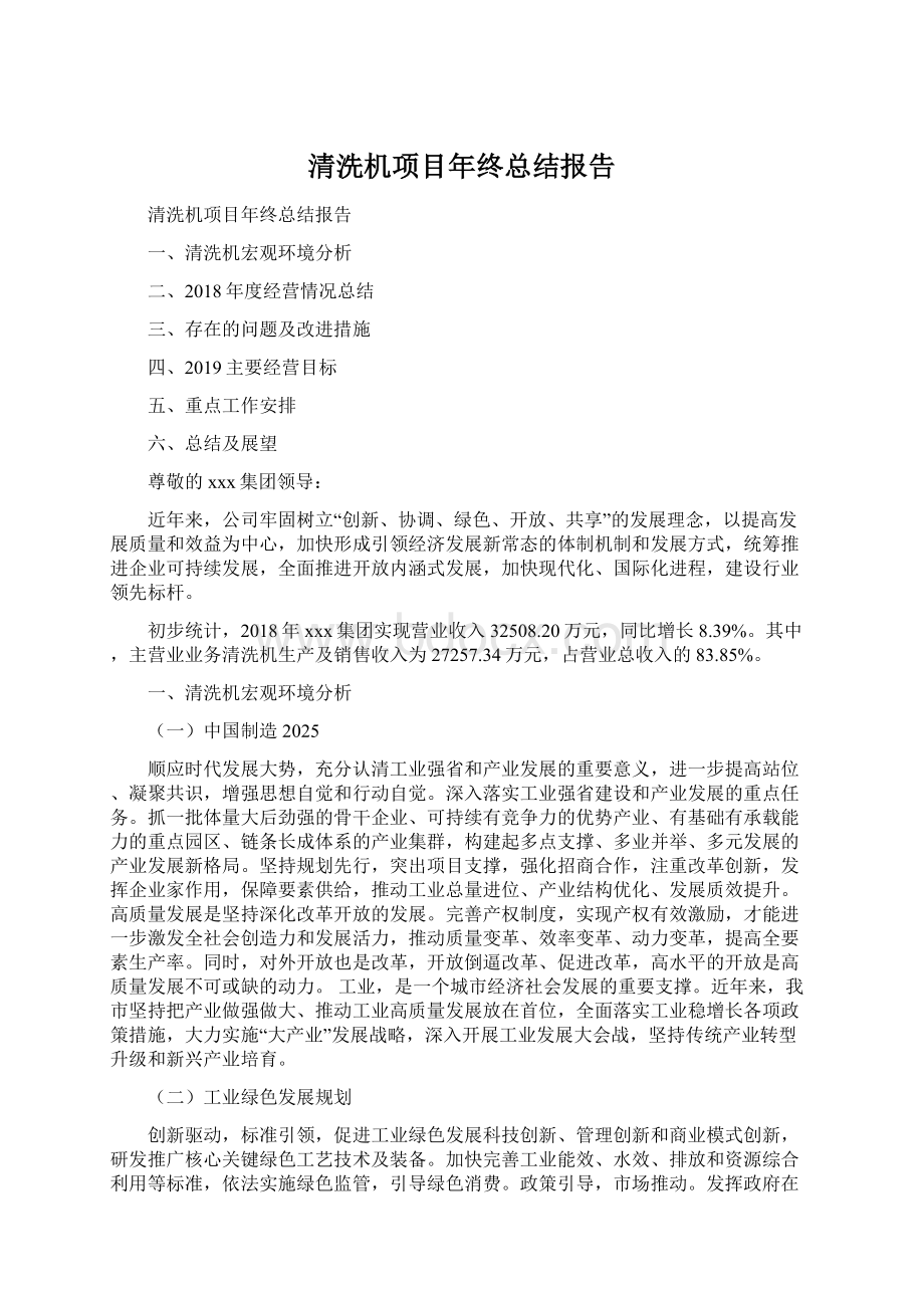 清洗机项目年终总结报告.docx_第1页