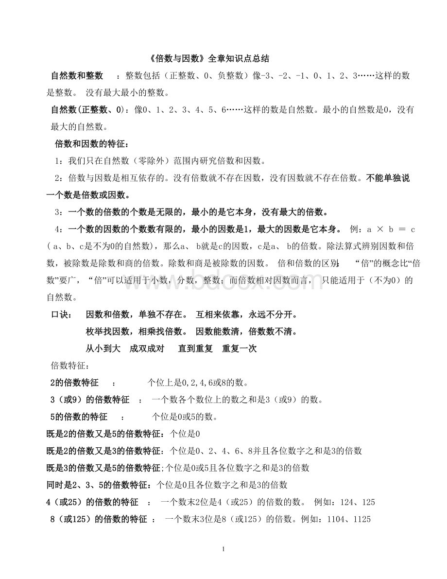 倍数与因数全章知识点总结Word文档下载推荐.doc