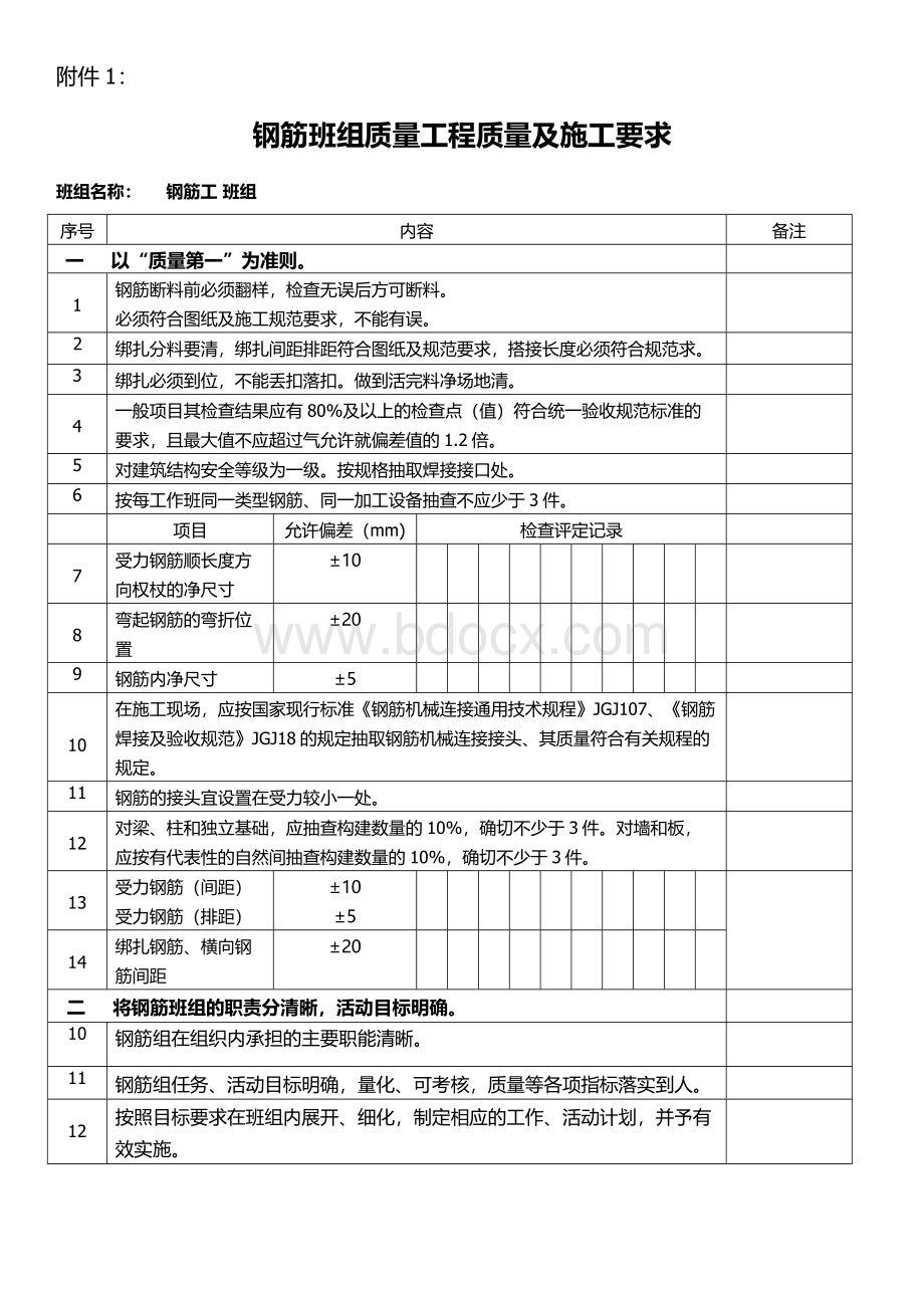 各个班组质量及施工要求Word文档格式.docx_第1页