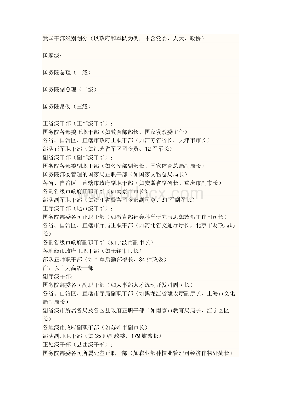 我国干部级别划分Word格式.doc_第1页