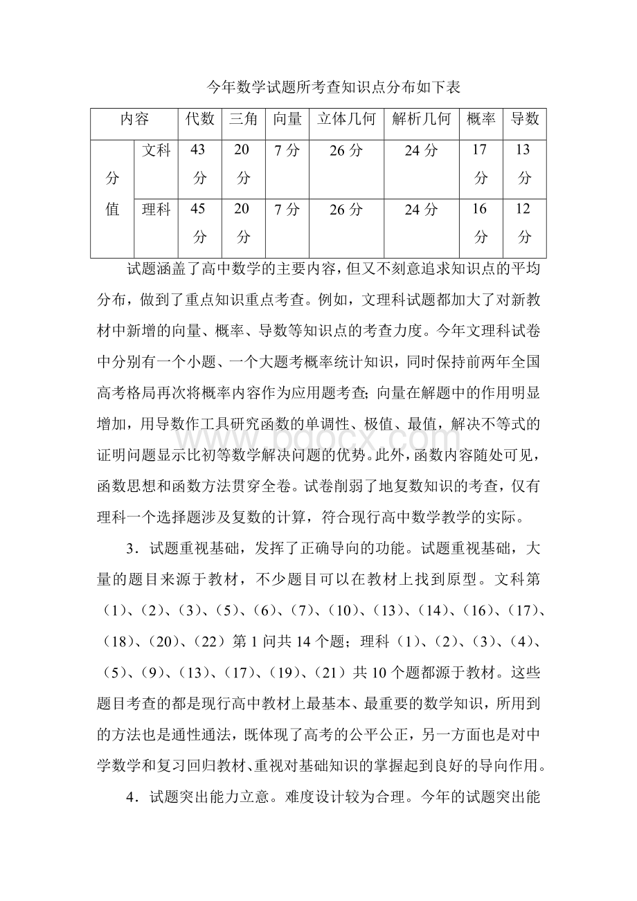 名校必备四川省高考数学试卷分析.doc_第2页