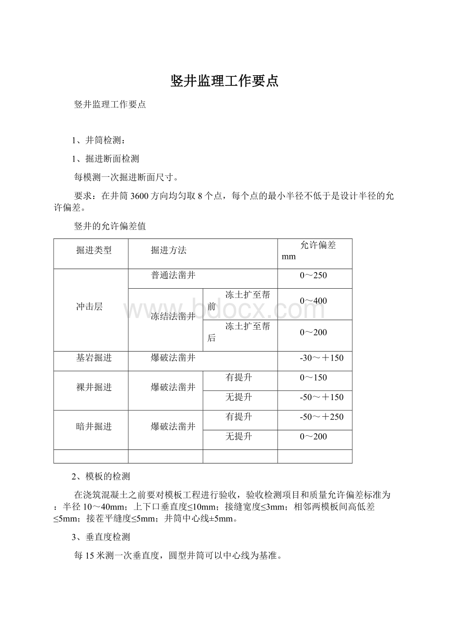 竖井监理工作要点Word下载.docx