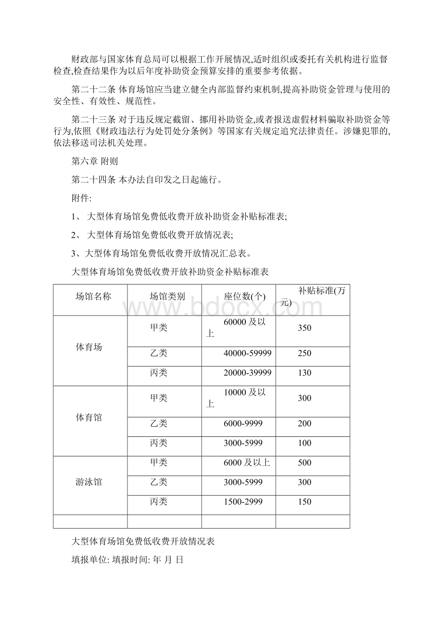 国家体育总局财政部 大型体育场馆免费低收费开放补助资金管理办法.docx_第3页