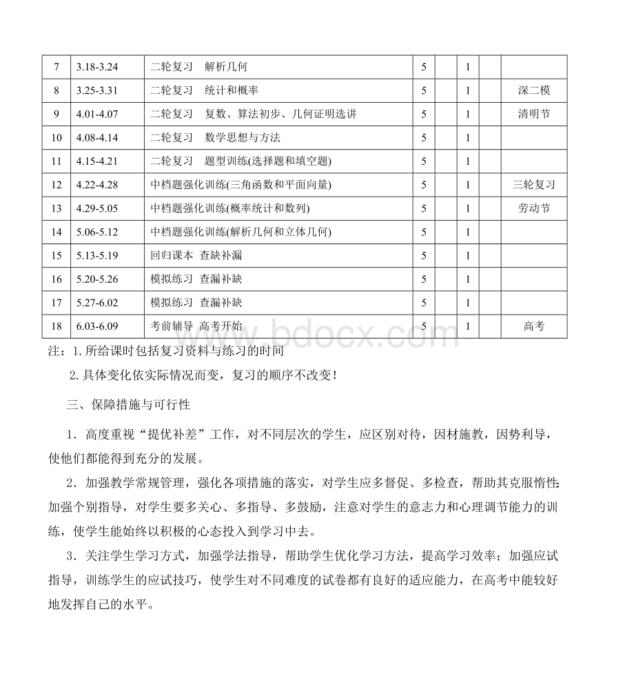 第二学期高三文科数学教学计划.doc_第2页