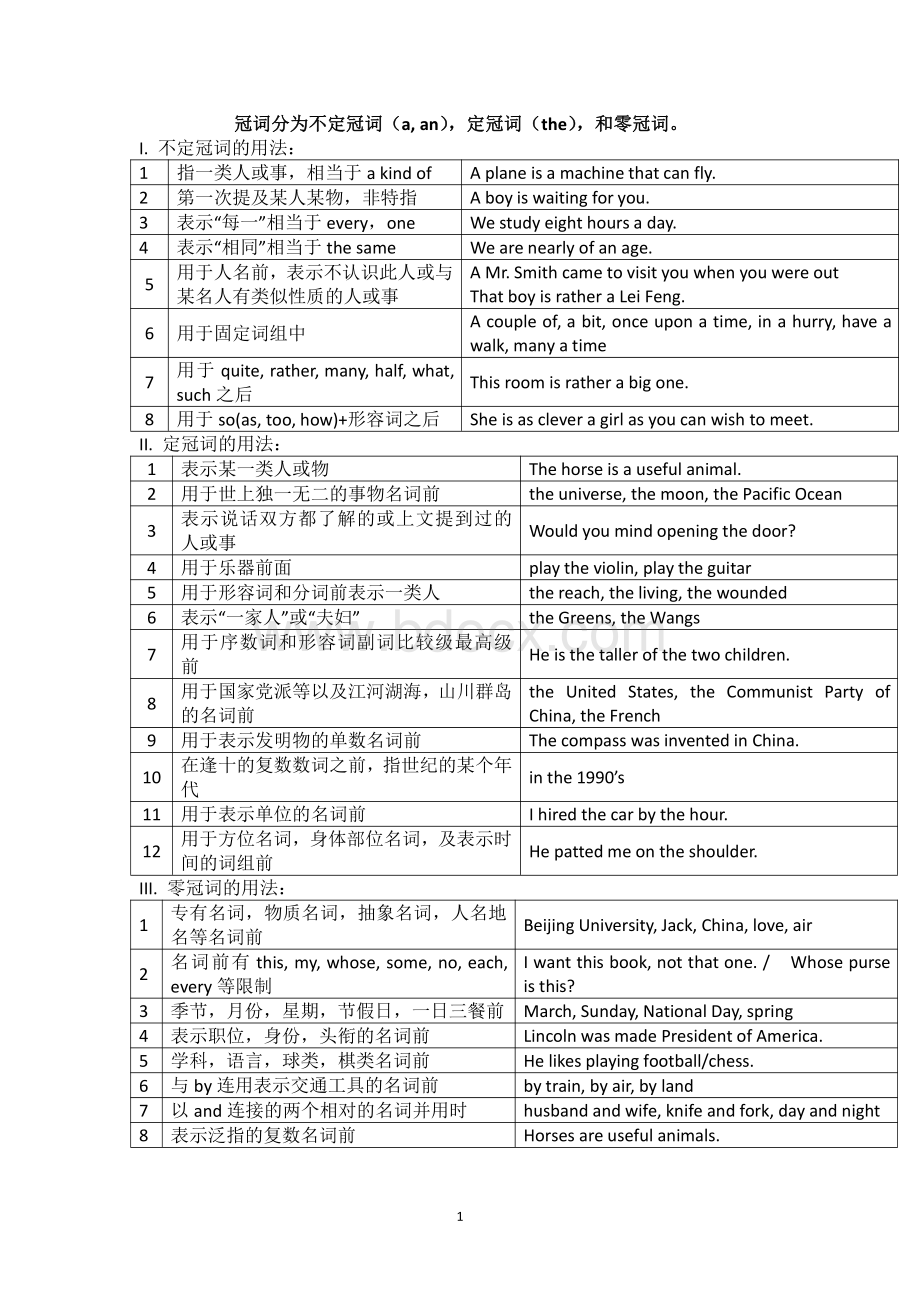 初中英语冠词用法总结及练习与解析.pdf_第1页