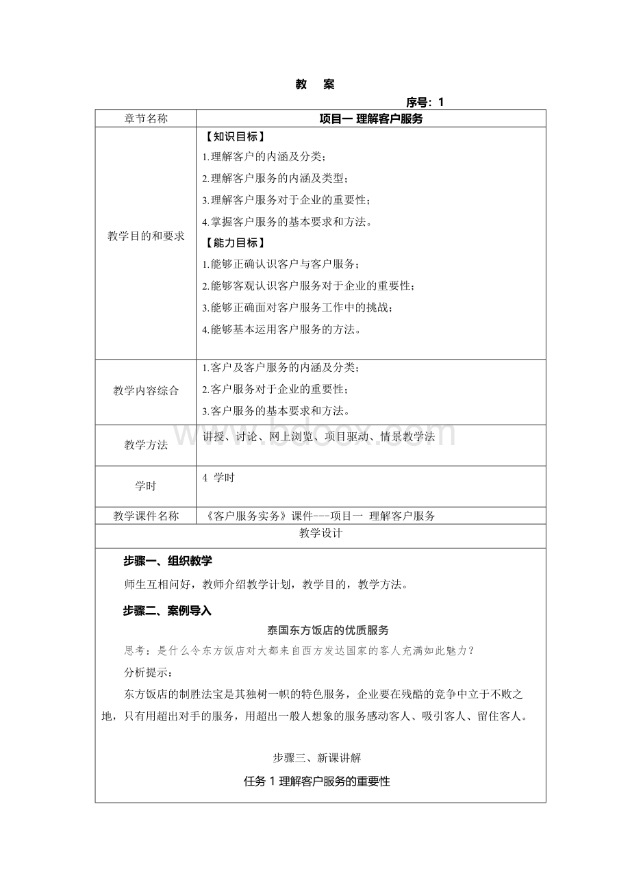 客户服务实务全套教案.docx