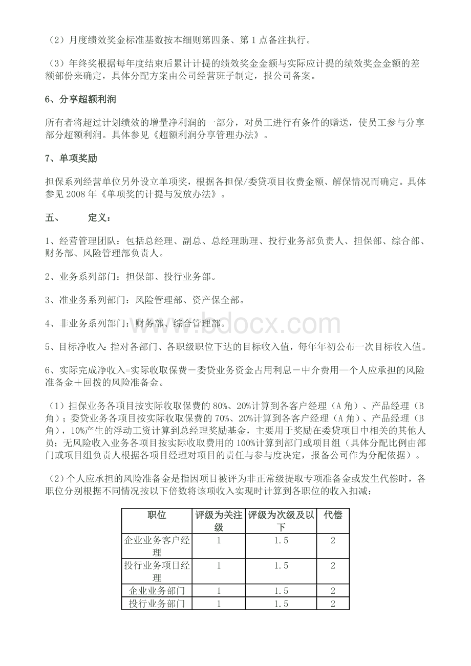 融资担保有限公司年度工资制度与绩效考核实施细则Word格式.doc_第3页