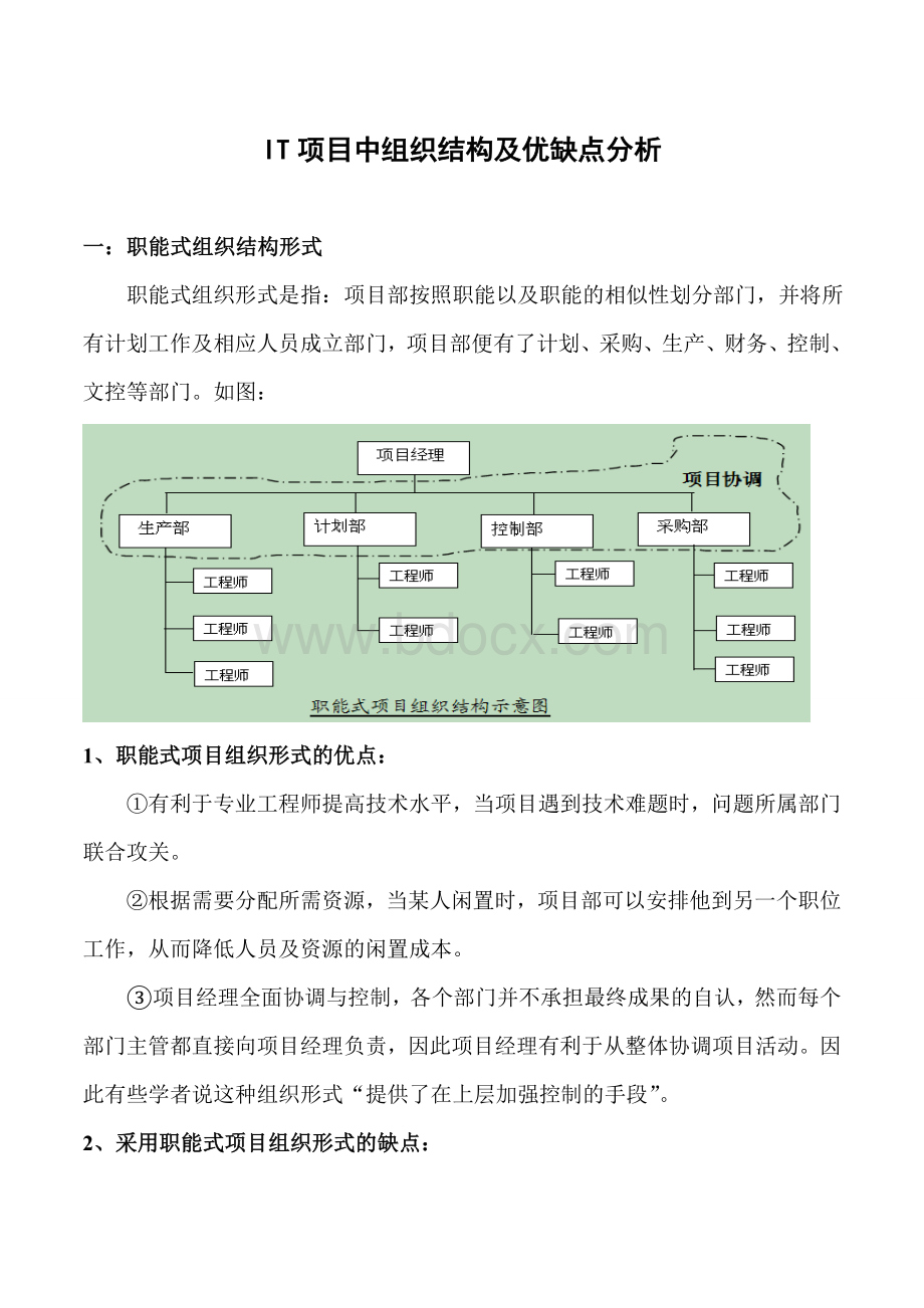 IT项目中组织结构及优缺点分析Word文件下载.doc_第2页