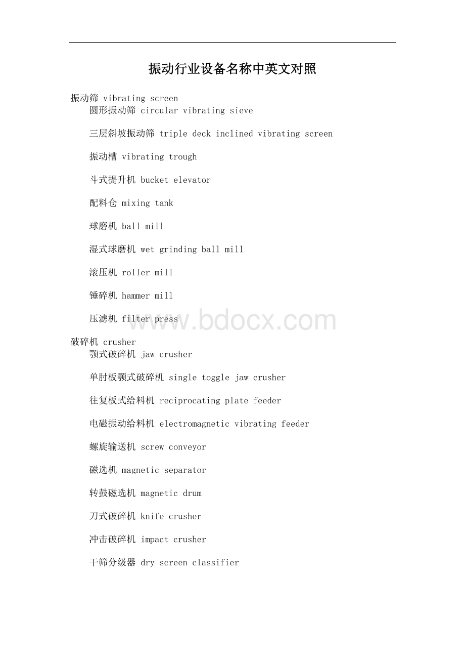 振动行业设备名称中英文对照_精品文档Word文档下载推荐.doc_第1页