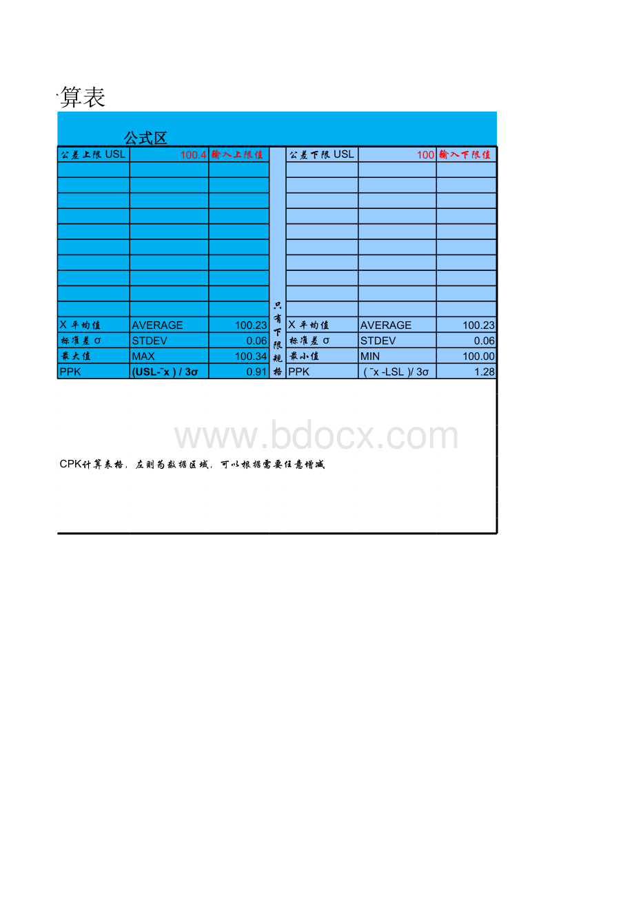 CPK计算表格EXCEL1表格文件下载.xls_第2页