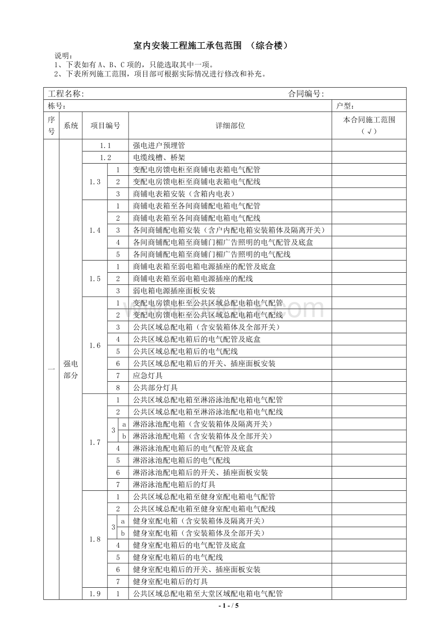 安装范围选项表综合楼Word格式文档下载.doc_第1页