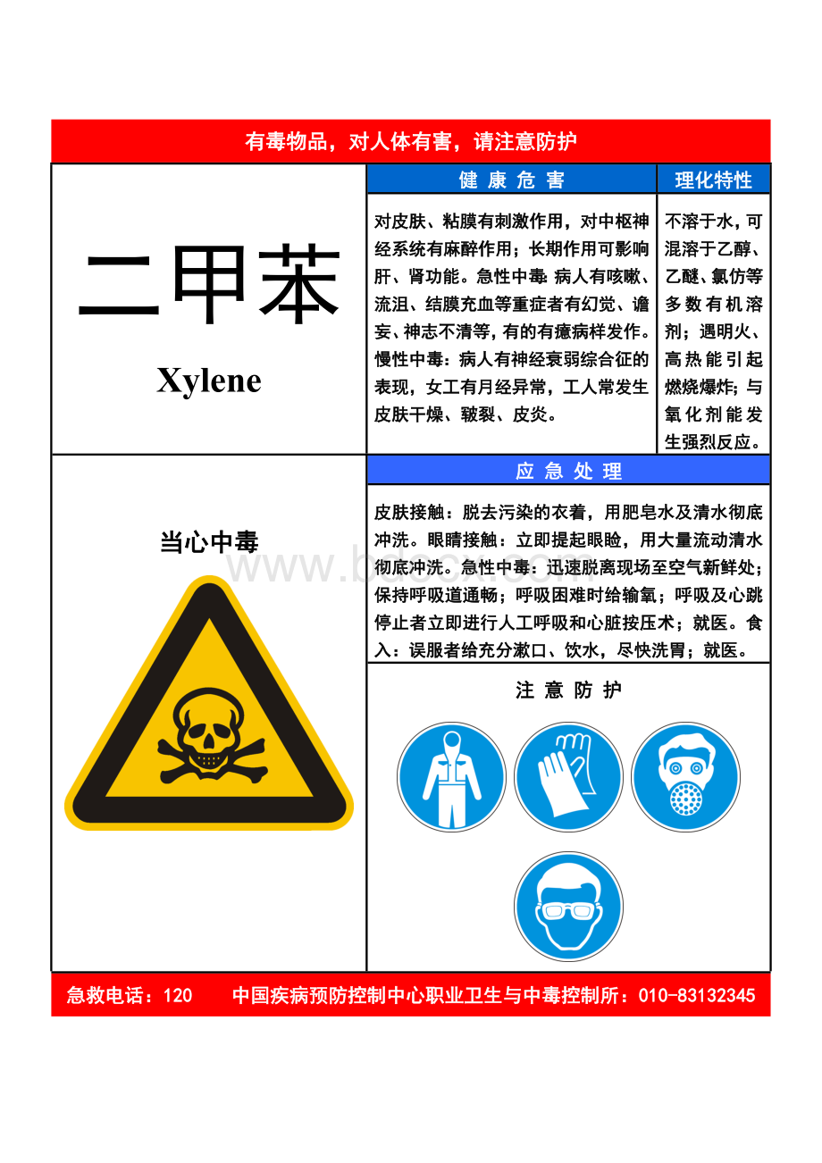 二甲苯职业病危害告知卡.doc